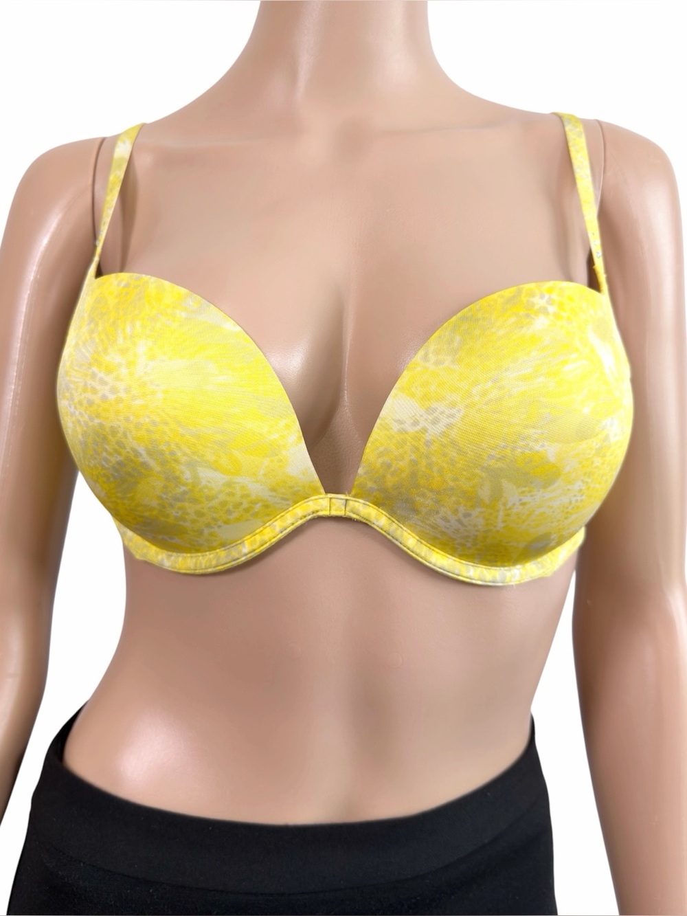 La Senza Push Up Yellow /Grey Floral Print Bra Size 34C